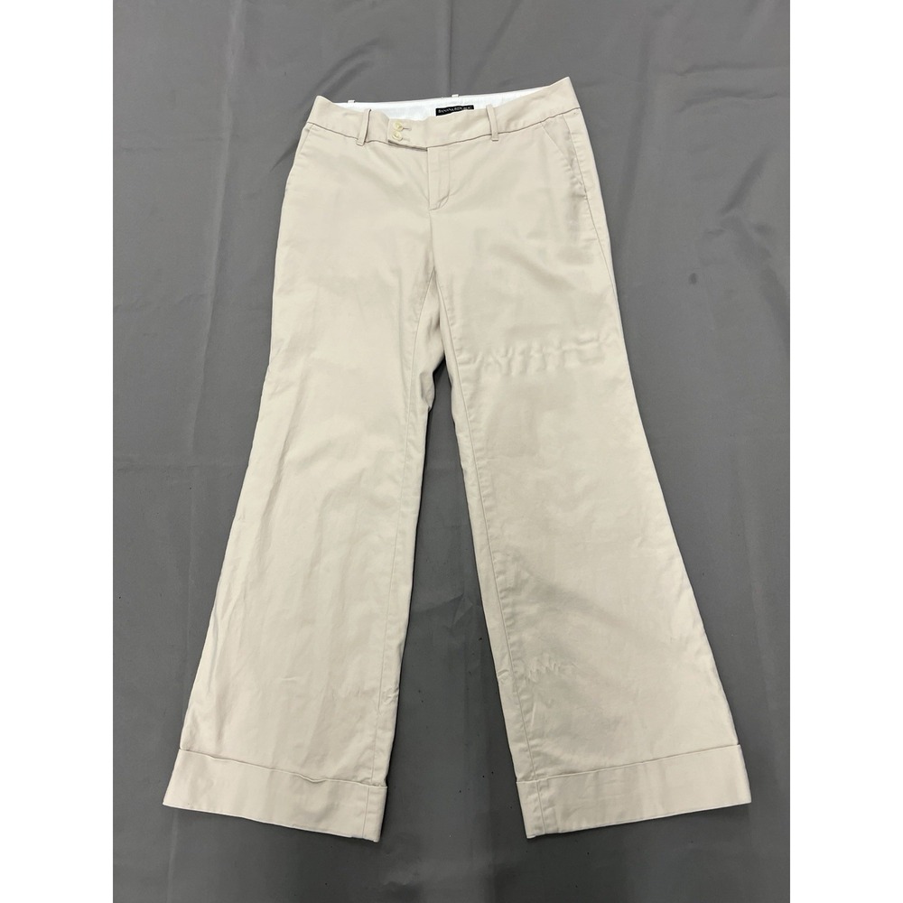 Banana Republic Womens 6S Beige Jackson Fit Wide Leg Dress Pants Cotton